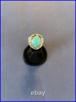 Vintage sterling silver Navajo men's turquoise horseshoe horseheads ring 10 1/2