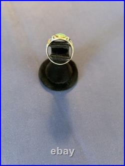 Vintage sterling silver Navajo men's turquoise horseshoe horseheads ring 10 1/2