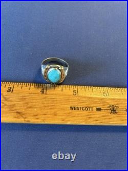 Vintage sterling silver Navajo men's turquoise horseshoe horseheads ring 10 1/2