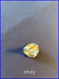 Vintage sterling silver Navajo men's turquoise horseshoe horseheads ring 10 1/2