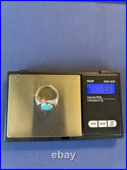 Vintage sterling silver Navajo men's turquoise horseshoe horseheads ring 10 1/2