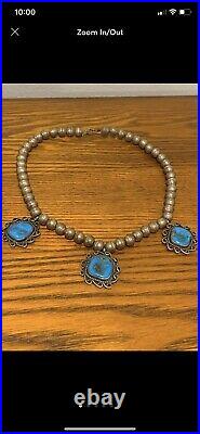 Vintage sterling silver turquoise Collar necklace