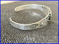 Vintage sterling silver & turquoise native american cuff bracelet JP Signed