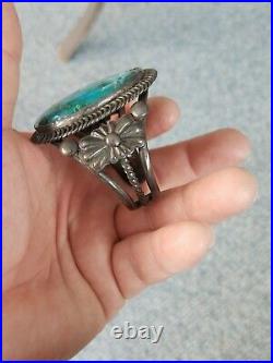 Vintage turquoise Sterling Silver Navajo Native American Cuff bracelet old Pawn