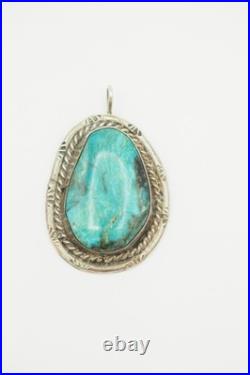 Vintage turquoise sterling silver Native American handmade pendant