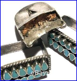 Virgil Dishta Zuni Native American Rare Vintage Belt Buckle Set Silver Turquoise