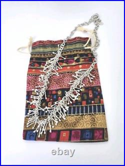 Vntg Southwestern PAZ MEX Sterling Silver Fringe Necklace 16 Choker 46 Grams