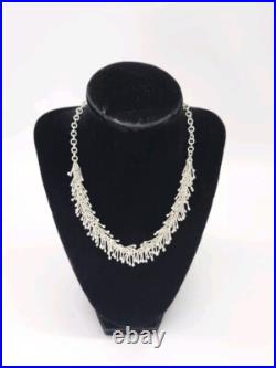 Vntg Southwestern PAZ MEX Sterling Silver Fringe Necklace 16 Choker 46 Grams