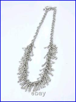 Vntg Southwestern PAZ MEX Sterling Silver Fringe Necklace 16 Choker 46 Grams