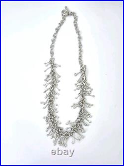 Vntg Southwestern PAZ MEX Sterling Silver Fringe Necklace 16 Choker 46 Grams