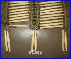 Vtg 19th Century Sioux Native American Hair Pipe Glass Brass Bead Breastplate