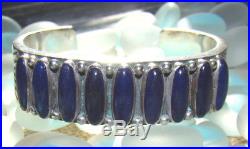 Vtg 90's ERNEST ROY BEGAY ERB Lapis Row Silver Cuff Bracelet, Small 6-1/8