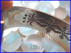 Vtg 90's ERNEST ROY BEGAY ERB Lapis Row Silver Cuff Bracelet, Small 6-1/8