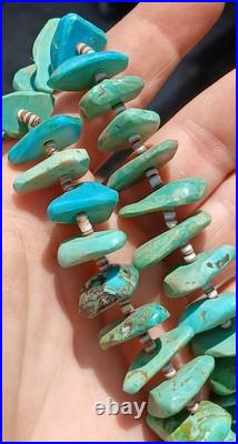 Vtg Chucky Turquoise Heishi Native American Navajo 27 Necklace