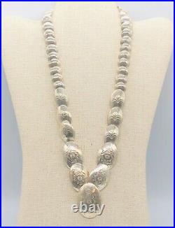 Vtg DSG Native American Navajo Sterling Silver Pillow Pearls Beads necklace