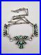 Vtg ETHEL ZIGMOND PEINA Zuni Sterling Silver Turquoise Needlepoint Necklace