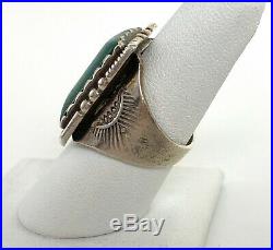 Vtg FRED HARVEY era Navajo Ring 7 1/2 Sterling Silver TURQUOISE Old Pawn stamped