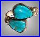 Vtg Felicita Eustace Cochita Sterling Silver Carved Turquoise Bypass Ring SZ 5
