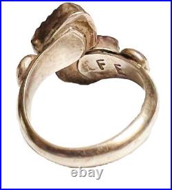 Vtg Felicita Eustace Cochita Sterling Silver Carved Turquoise Bypass Ring SZ 5
