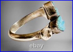 Vtg Felicita Eustace Cochita Sterling Silver Carved Turquoise Bypass Ring SZ 5