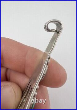 Vtg Fred Harvey Era Navajo Sterling Silver Turquoise Stamped Long Pendant 4
