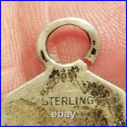 Vtg Fred Harvey Era Stamped Sterling Silver Turquoise Horse Fob Charm Pendant