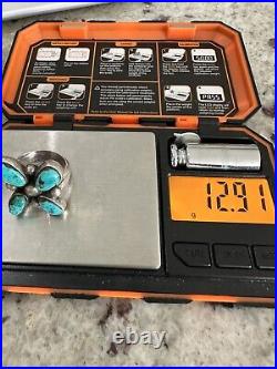 Vtg Handcrafted Native American Sterling Silver Turquoise Flower Ring, Sz 8.5 Vtg Handcrafted Native American Sterling Silver Turquoise Flower Ring, Sz 8.5