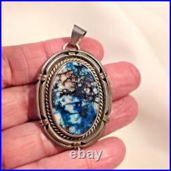 Vtg Na Reclaimed Azurite-chrysocolla Sterling Pendant See Coord Pieces 4 Sale