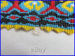 Vtg Native American Indian Glass Hand Beaded Sash Belt 16hanging Braided Fringe