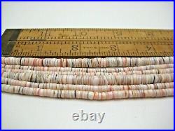 Vtg Native American Navajo Heishi Shell 3 Strand Necklace Stamped Silver End 24