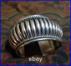 Vtg Native American Navajo PA Sterling Silver Cuff Bracelet Heavy