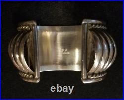 Vtg Native American Navajo PA Sterling Silver Cuff Bracelet Heavy