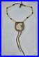 Vtg Native American Porcupine Quilled Bear Leather Pendant Bone & Chevron Beads