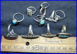 Vtg Native American STERLING SILVER Turquoise & More! Ring Lot Of (11)