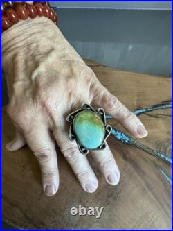 Vtg Native American Silver Large Turquoise Ring Size 7 Beauty