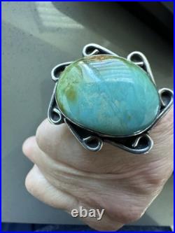 Vtg Native American Silver Large Turquoise Ring Size 7 Beauty