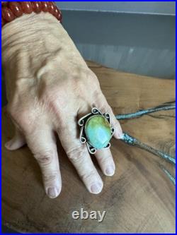 Vtg Native American Silver Large Turquoise Ring Size 7 Beauty