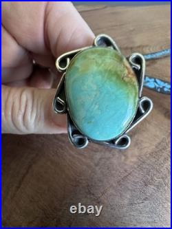 Vtg Native American Silver Large Turquoise Ring Size 7 Beauty