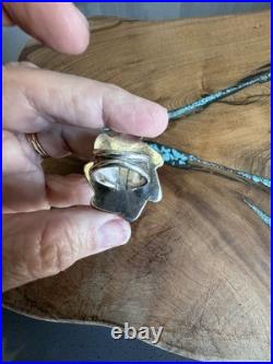 Vtg Native American Silver Large Turquoise Ring Size 7 Beauty
