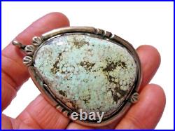 Vtg Native American Sterling Dry Creek Turquoise Statement Pendant Nice Stone