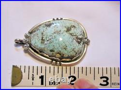 Vtg Native American Sterling Dry Creek Turquoise Statement Pendant Nice Stone