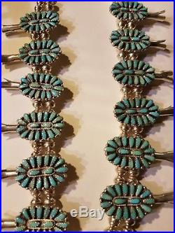 Vtg Native American Sterling Ida Hobbs Turquoise Squash Blossom Necklace Wow