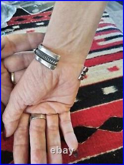 Vtg. Native American Sterling Silver Turquoise & Coral Bracelet 72.9 Gr. Signed