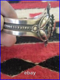 Vtg. Native American Sterling Silver Turquoise & Coral Bracelet 72.9 Gr. Signed