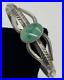 Vtg Native American Sterling Silver Turquoise Stamped Carinated Cuff Bracelet