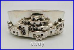 Vtg Native American Sunrise Carol Felley Sterling Silver Pueblo Cuff Bracelet