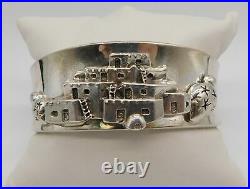 Vtg Native American Sunrise Carol Felley Sterling Silver Pueblo Cuff Bracelet