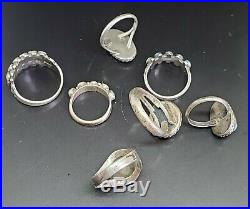 Vtg Native American TURQUOISE Sterling Silver Rings (7)