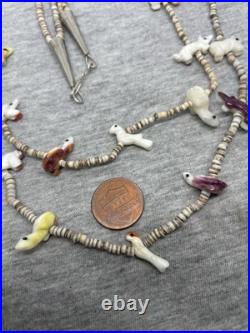 Vtg Native American Two Strand Stone Birds Animals Fetish 23.75 Beaded Necklace