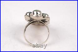 Vtg Navajo Six-Stone Bisbee Turquoise Ring 925 Sterling Silver Stamped Size 9